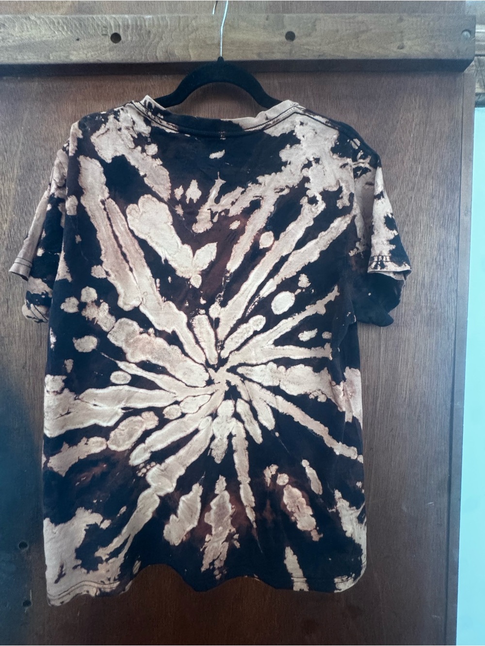 Handmade Bleached Tie-Dye T-Shirt - Black & Tan Burst
